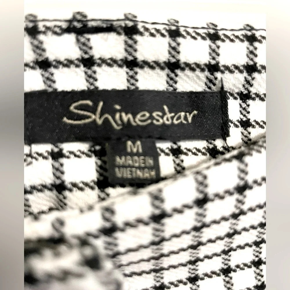 SZ M  women shinestar Houndstooth Skinny Dressy Pants black & white - Picture 6 of 7